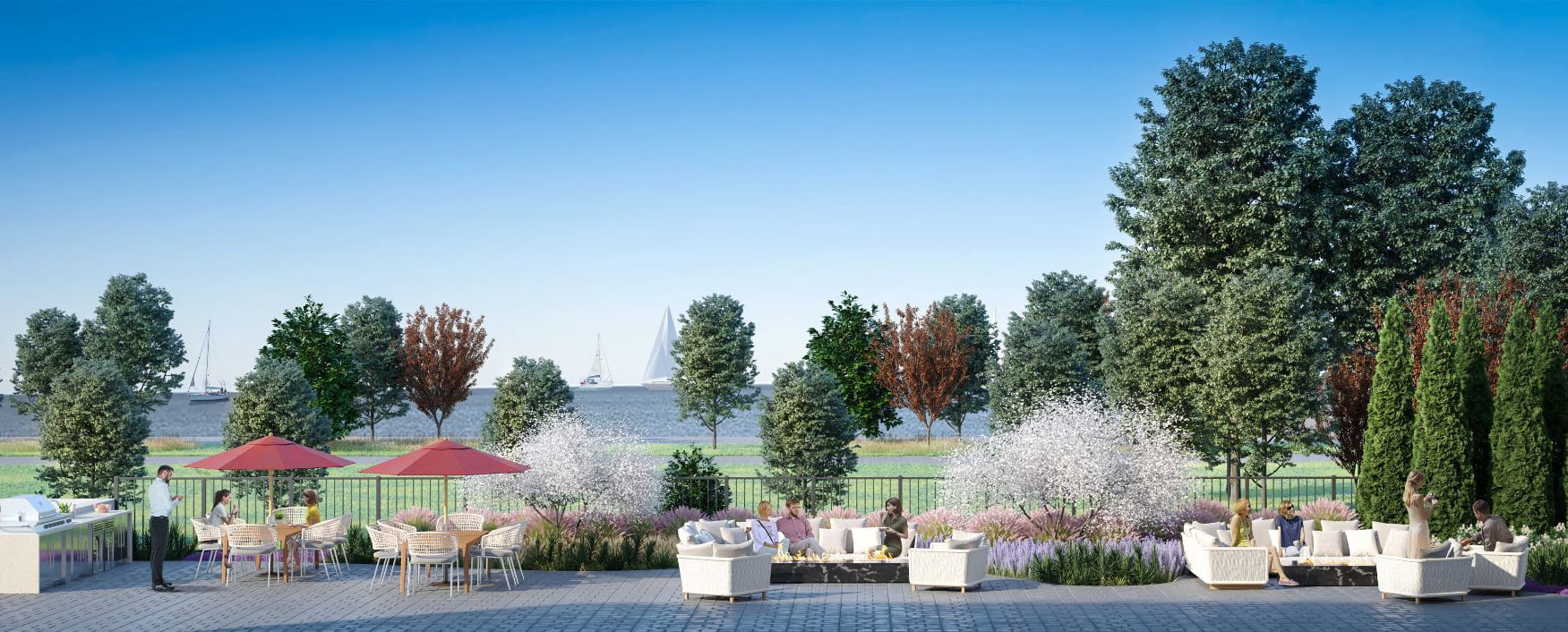 Rendering of 55 Port Condos outdoor courtyard