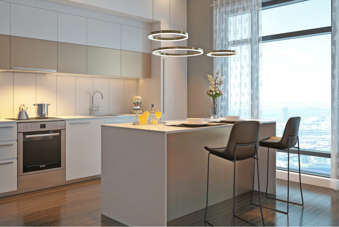 Rendering of 628 Saint-Jacques Condos interior kitchen