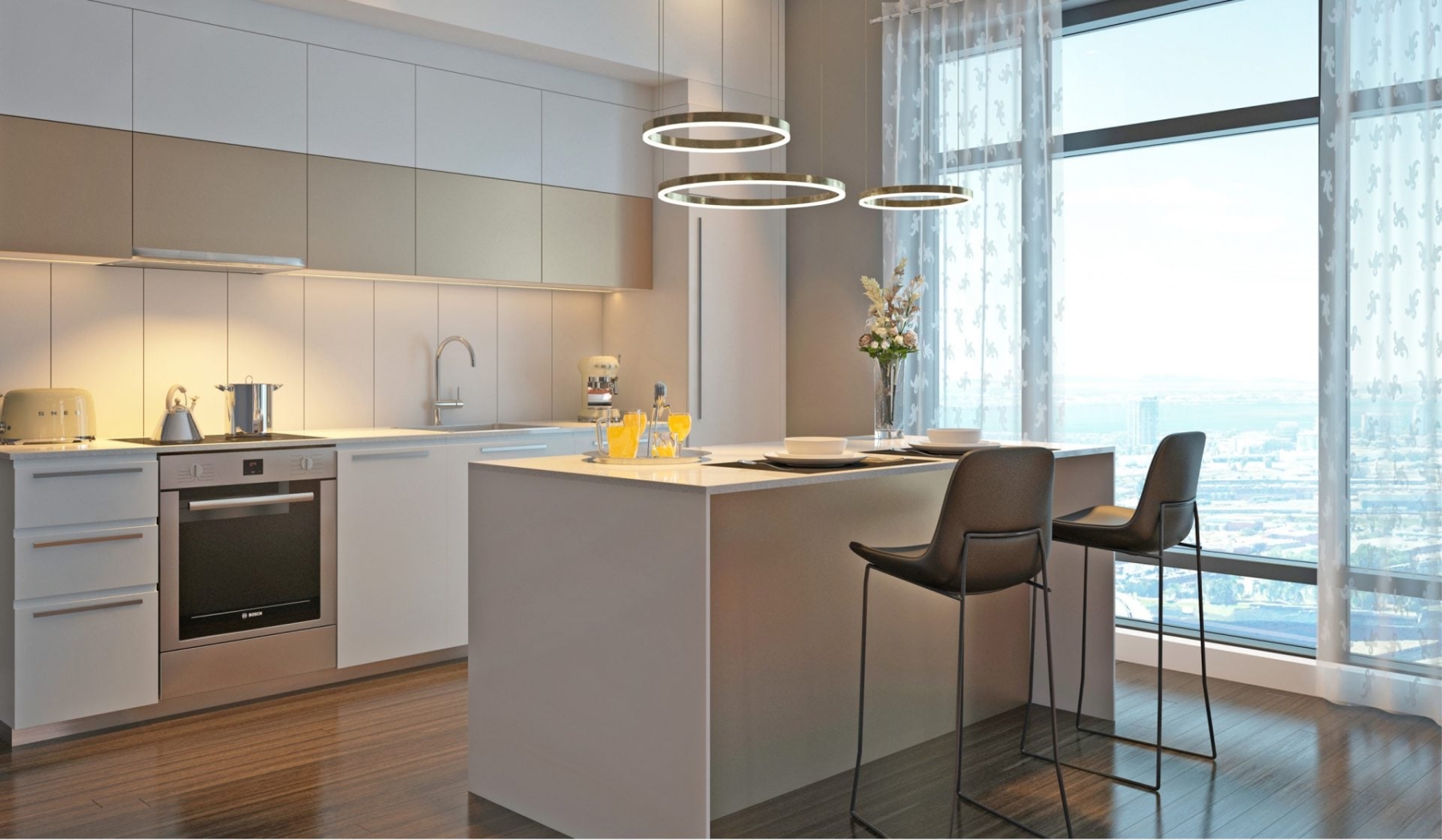 Rendering of 628 Saint-Jacques Condos interior kitchen
