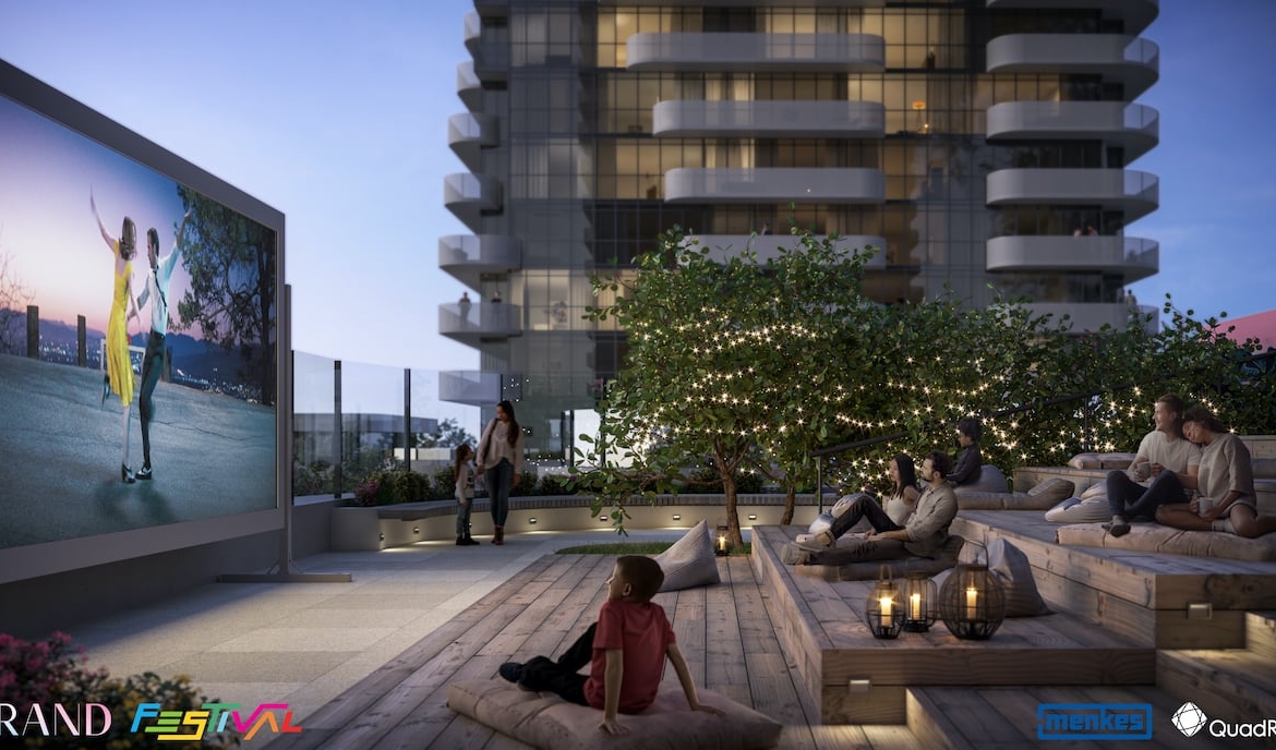 Grand Festival Condos rooftop movie theatre