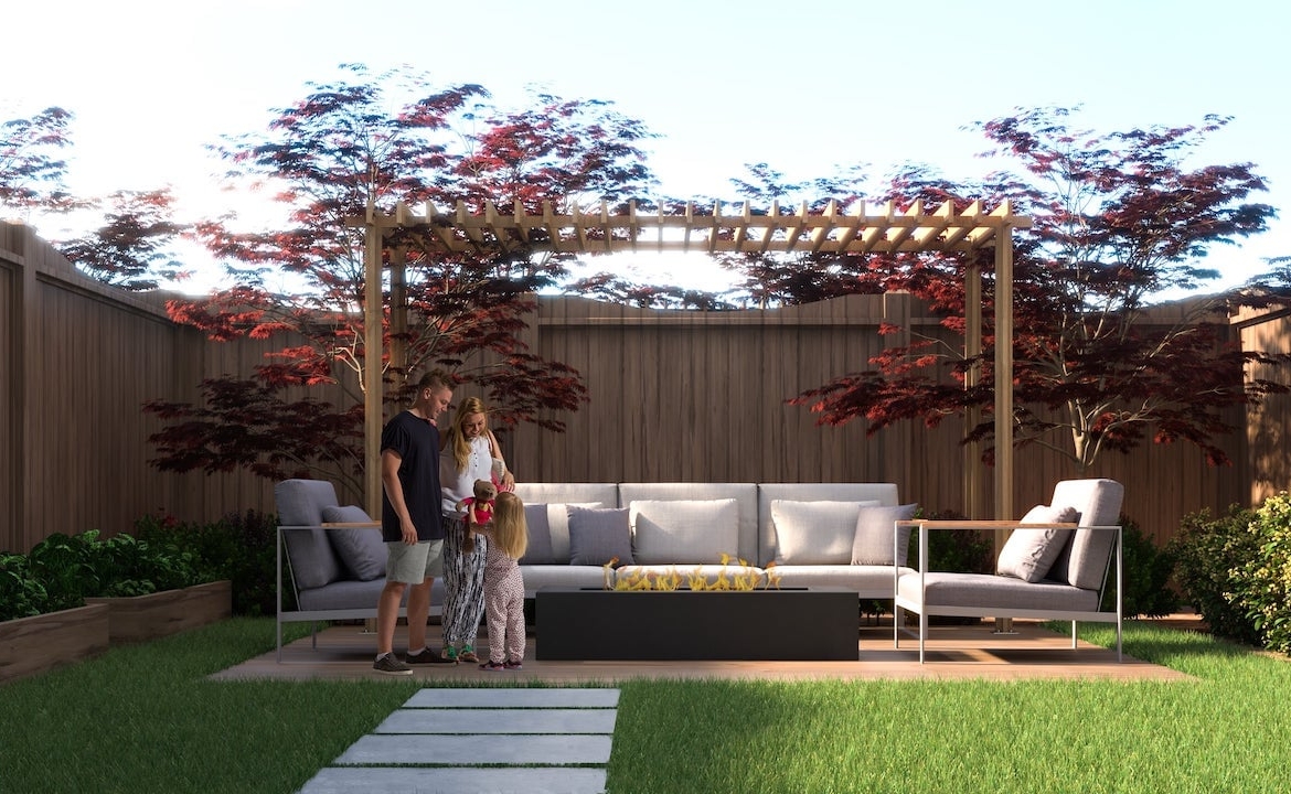 Rendering of Highbury Gardens backyard