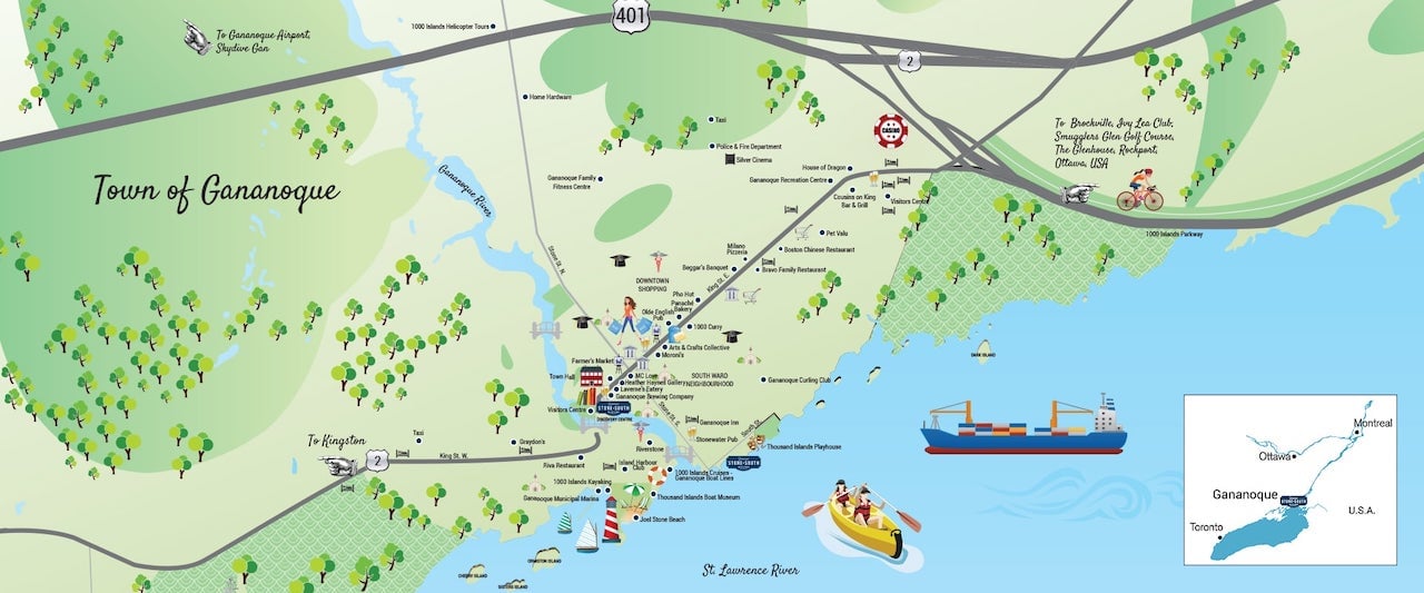 Area map of Stone and South Condos in Gananoque