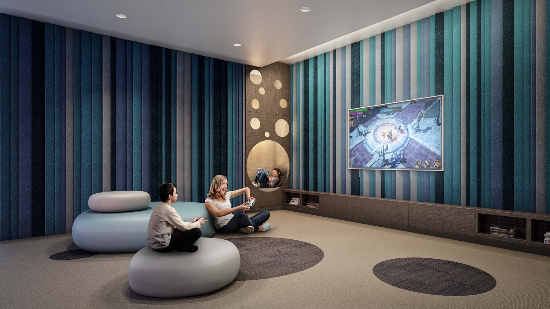 The Dupont Condos media game room