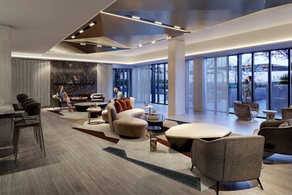 The Dupont Condos party room with bar