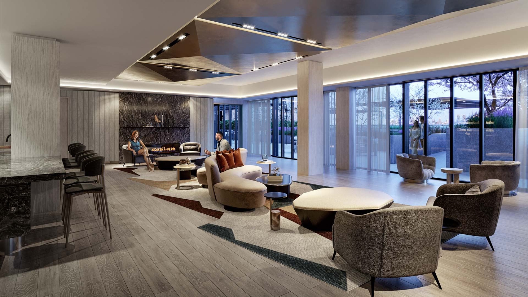 The Dupont Condos party room with bar
