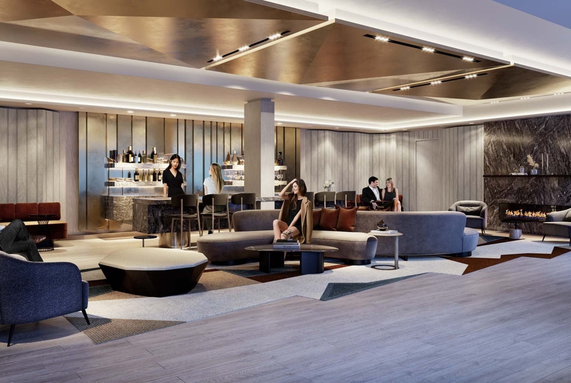 The Dupont Condos party room with seating