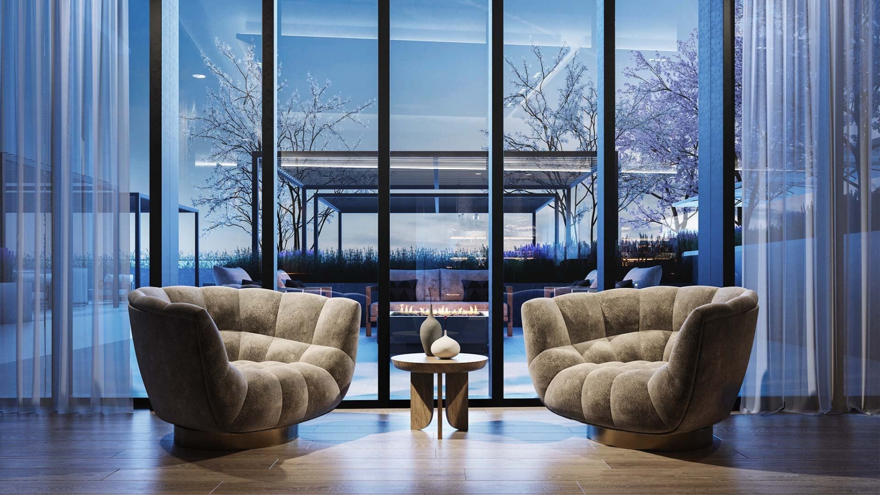 The Dupont Condos party room club chair seating