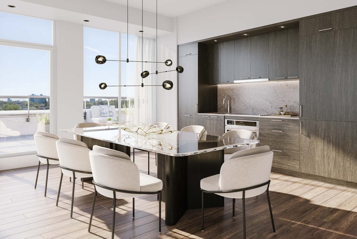 The Dupont Condos suite kitchen with dining