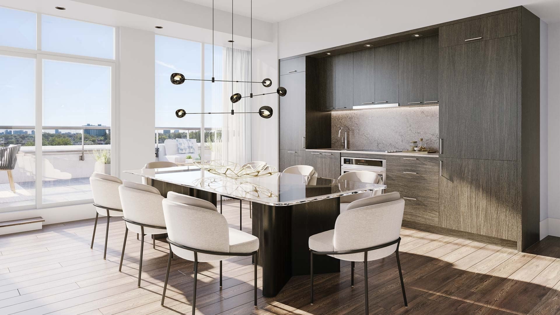 The Dupont Condos suite kitchen with dining