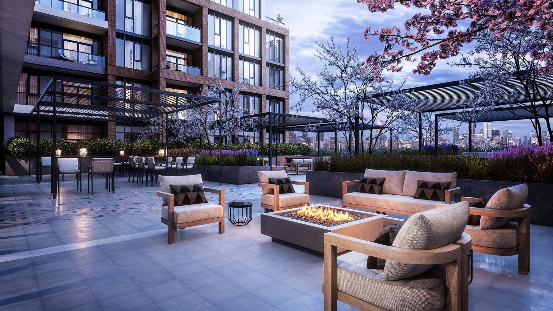 The Dupont Condos terrace at night