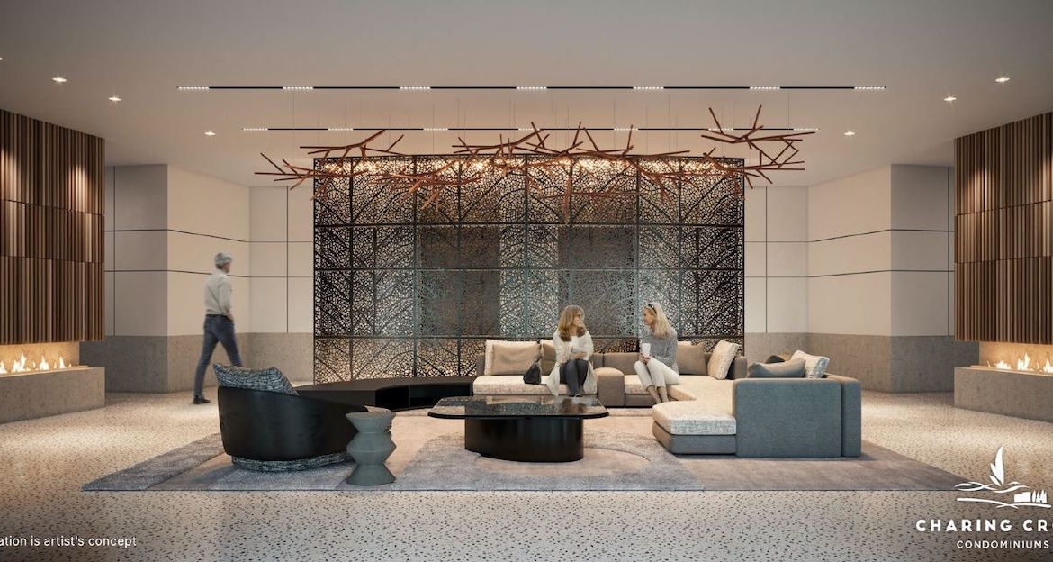 Rendering of Charing Cross Condos lobby