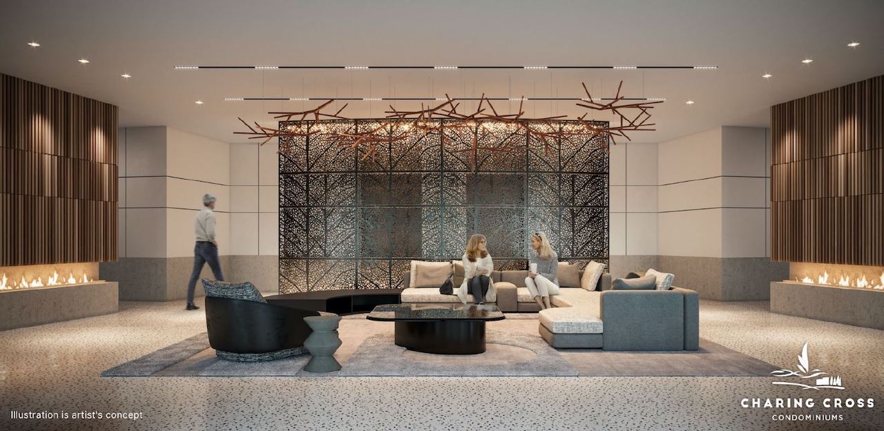 Rendering of Charing Cross Condos lobby