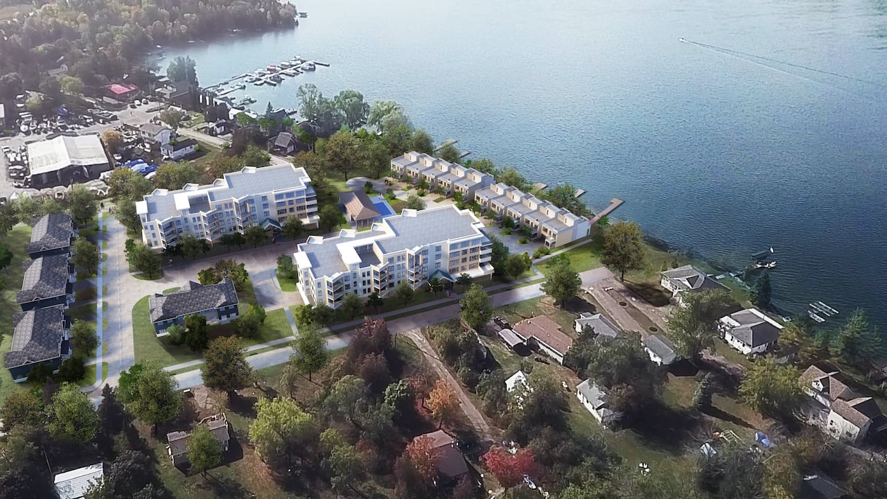 Rendering of Fenelon Lakes Club aerial during the day