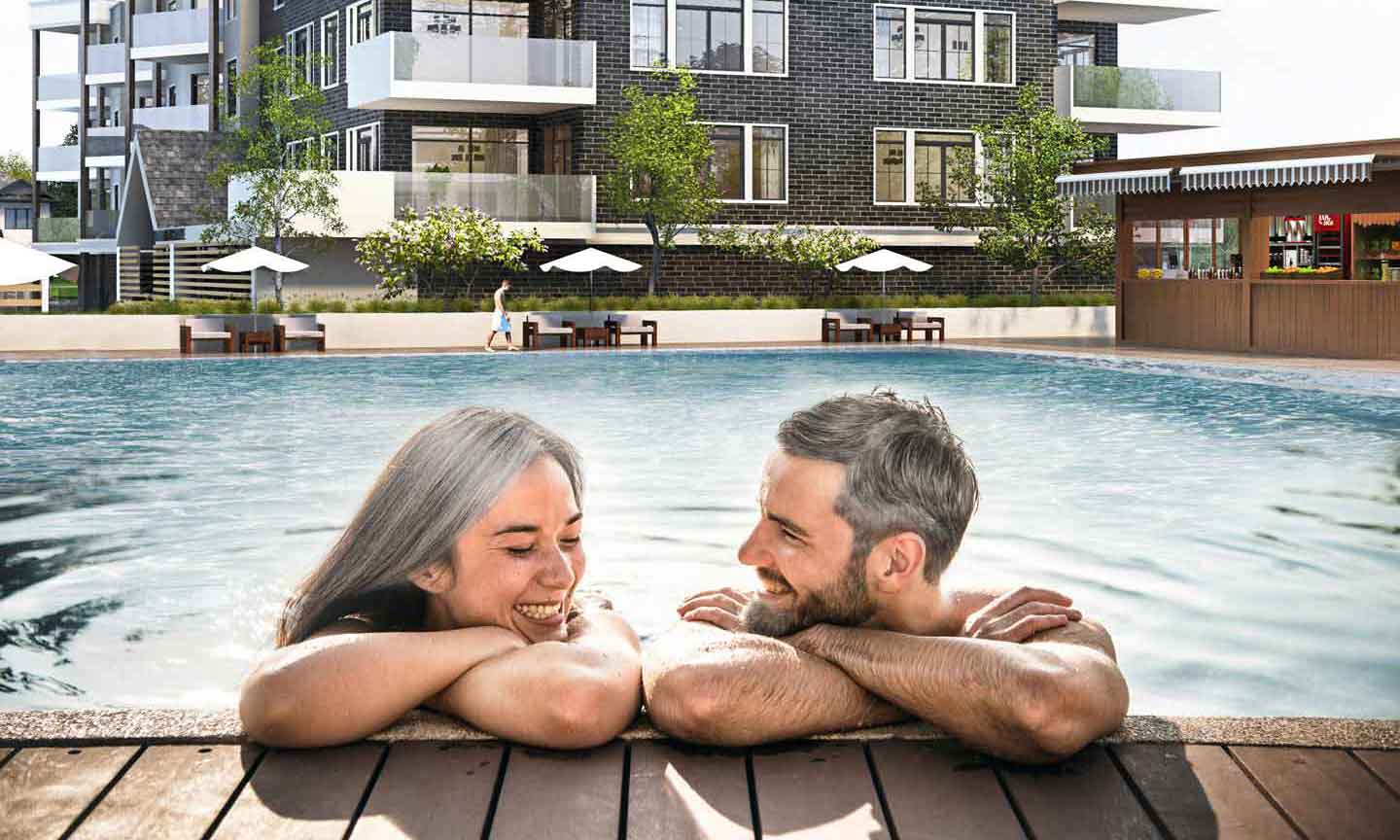 Rendering of Fenelon Lakes Club two people in swimming pool