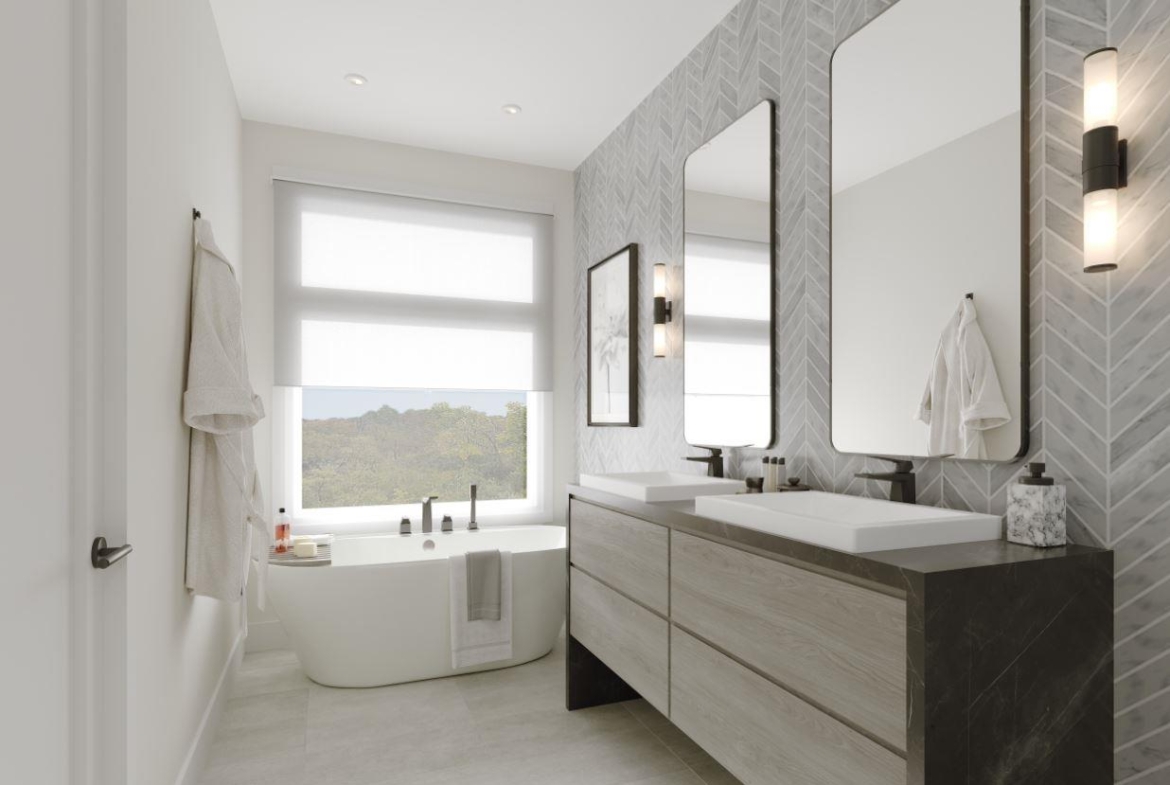 Rendering of Lookout On The Knoll Towns The Reserve Collection interior bathroom with large tub