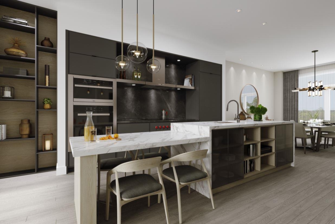 Rendering of Lookout On The Knoll Towns The Reserve Collection interior kitchen angled-view