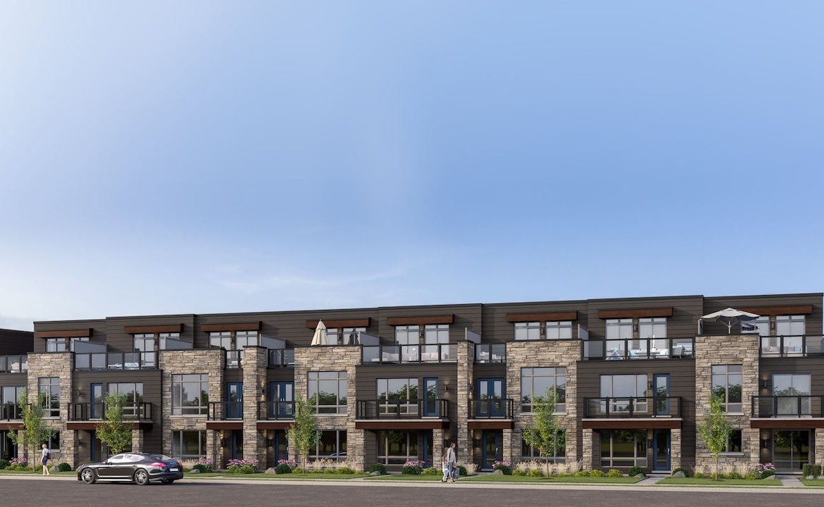 Rendering of Orillia Fresh Towns exterior townhouses