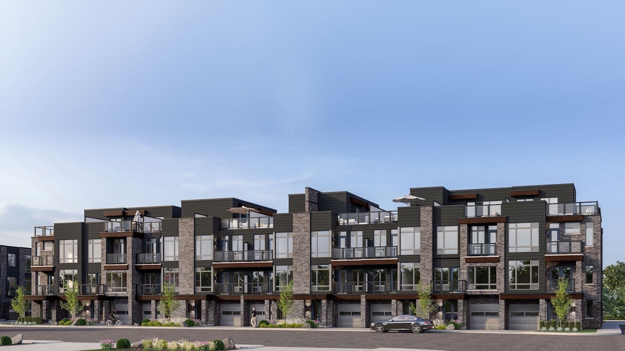 Rendering of Orillia Fresh Towns exterior townhomes