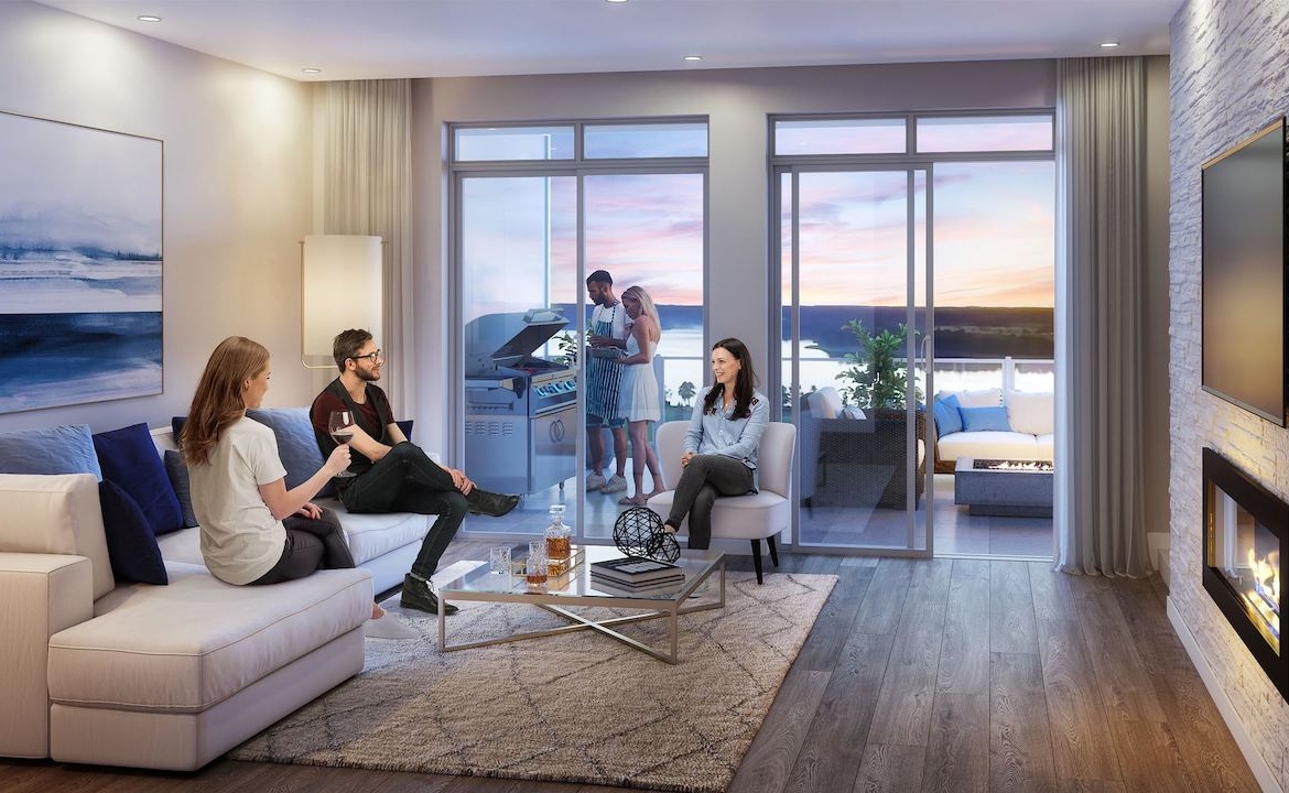 Rendering of Orillia Fresh Towns suite interior dusk