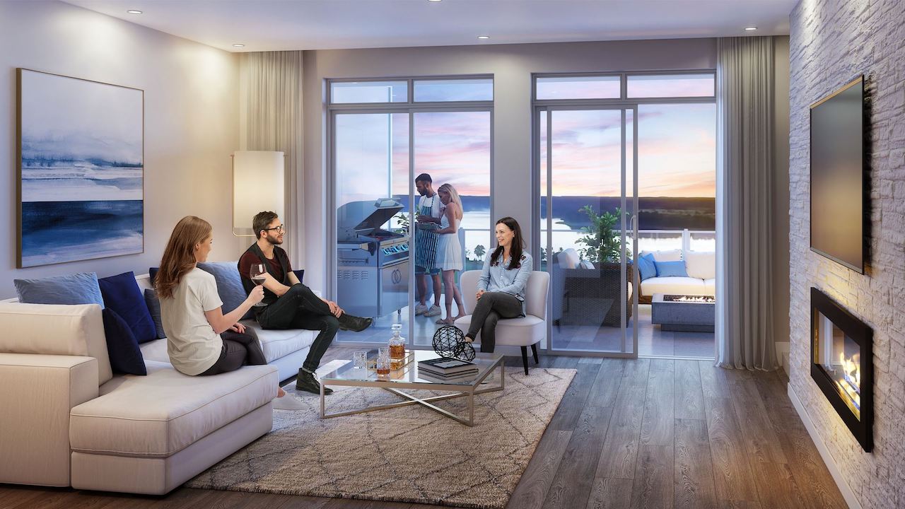 Rendering of Orillia Fresh Towns suite interior dusk