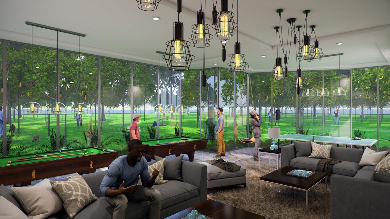 Game room rendering of Twin Regency Condos