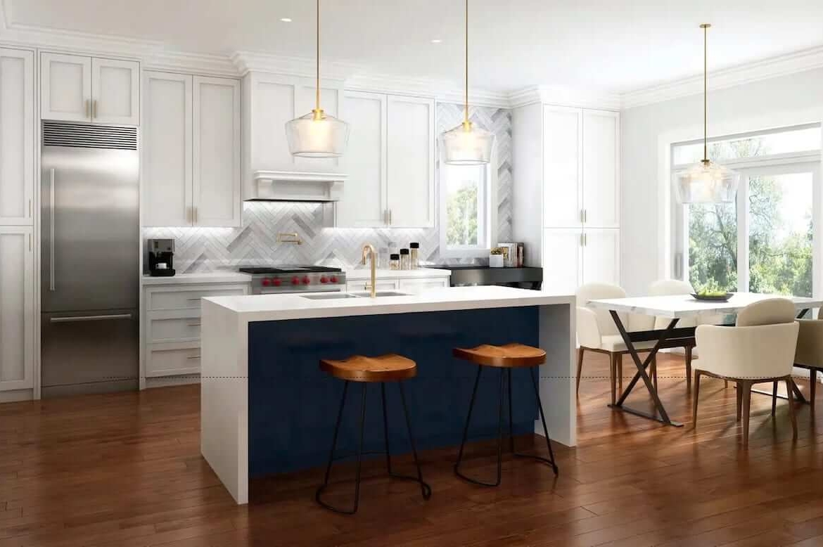 Rendering of Victory Green interior kitchen