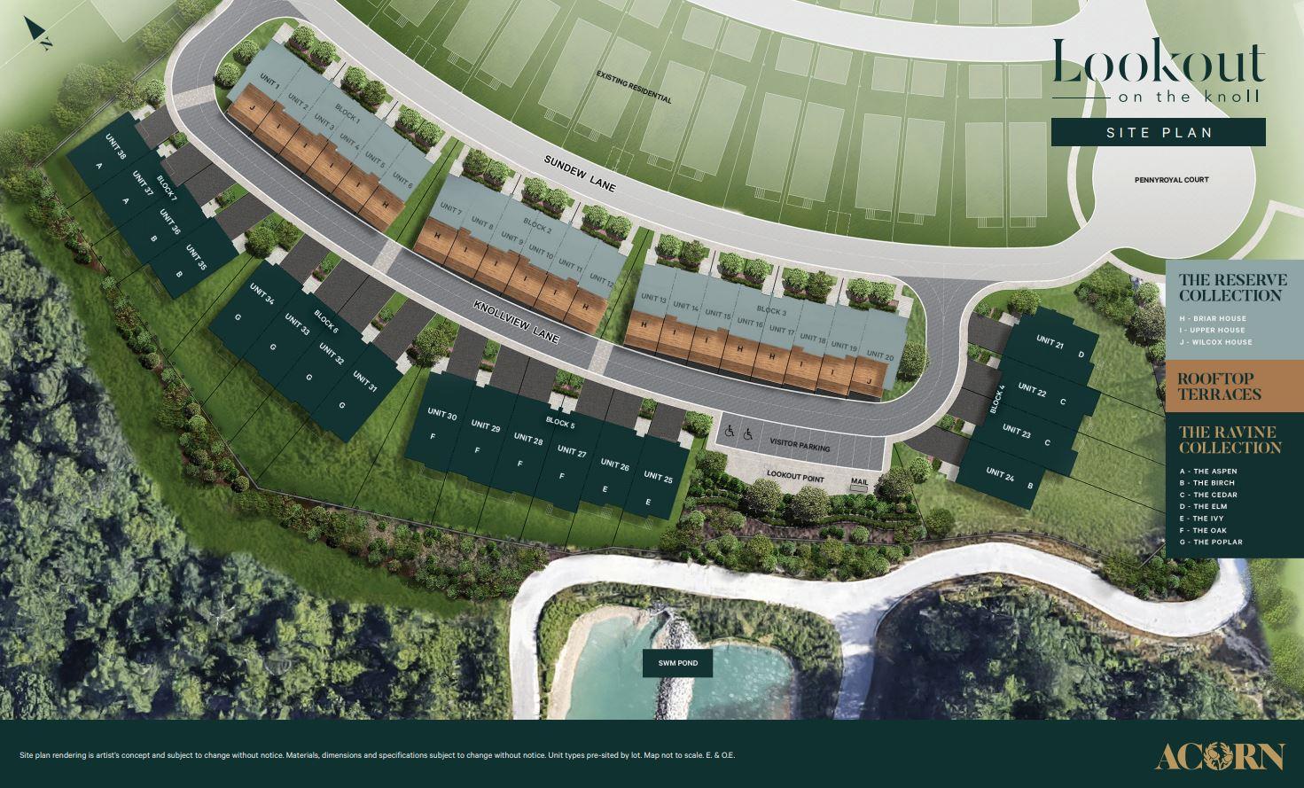 Site plan of Lookout On The Knoll Towns in Richmond Hill
