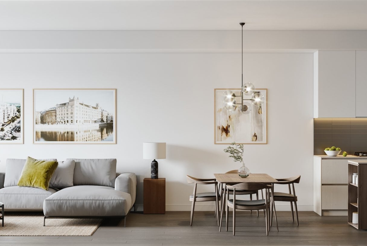 Rendering of Marla on the Park condos suite interior open-concept