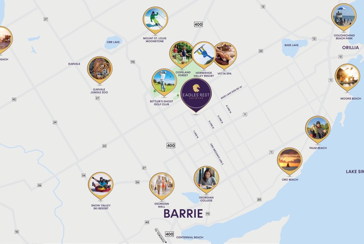 Map of Eagles' Rest Estates in Oro-Medonte, Barrie, Ontario