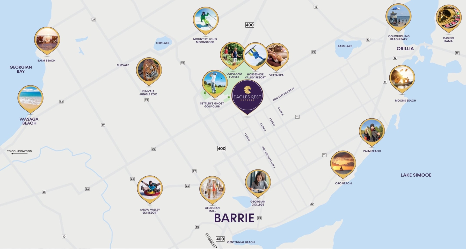 Map of Eagles' Rest Estates in Oro-Medonte, Barrie, Ontario