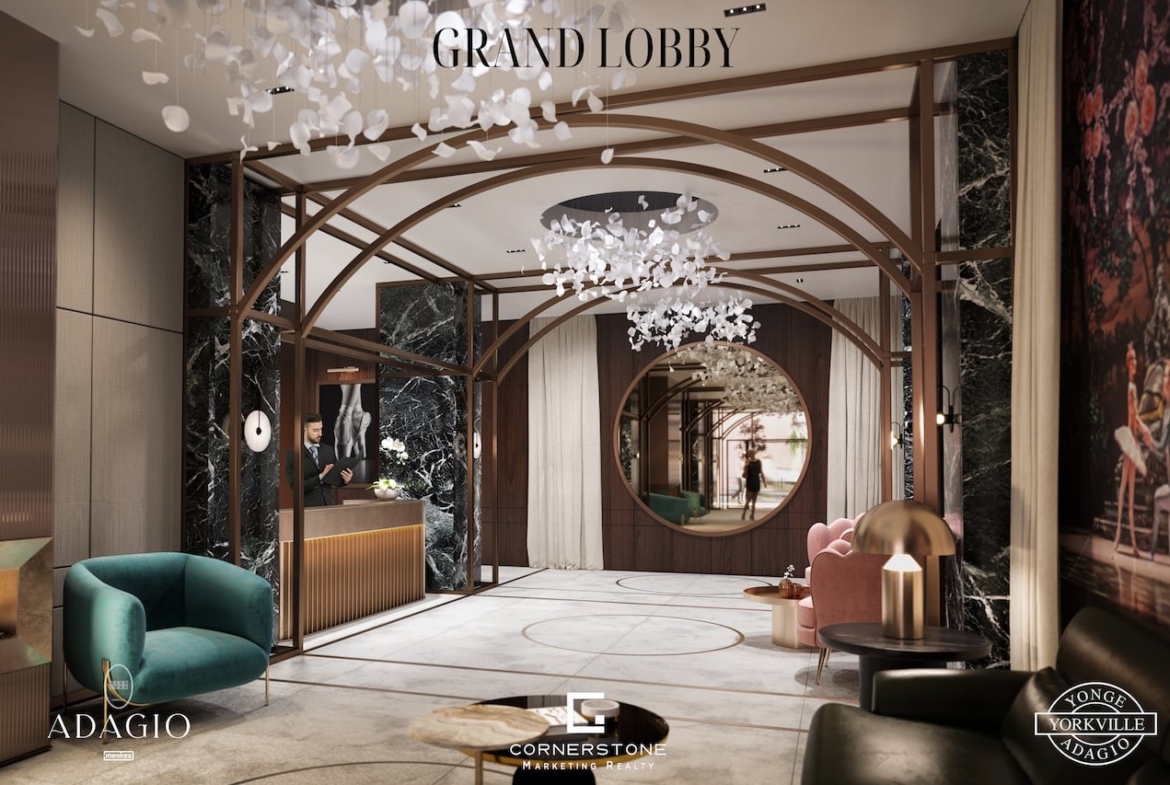 Rendering of Adagio Condos lobby