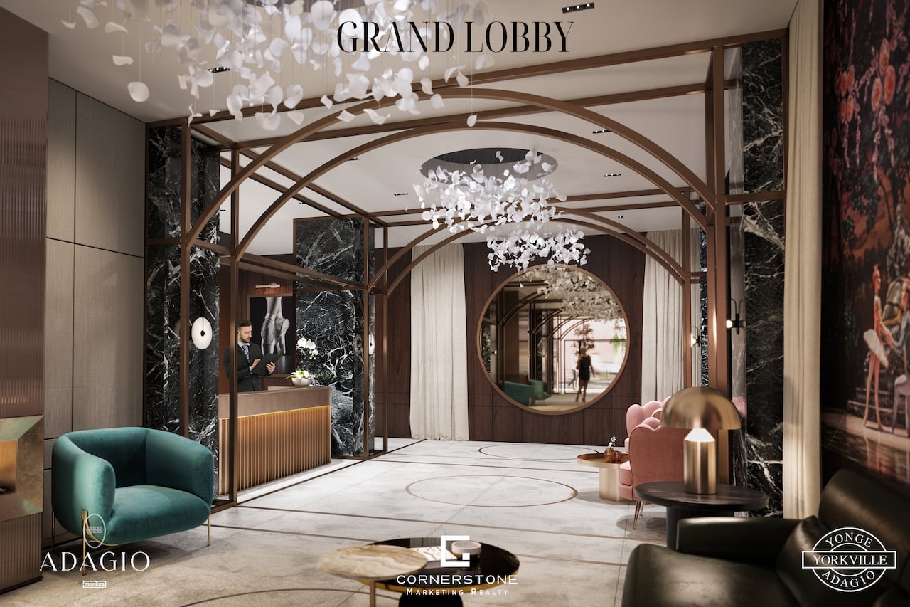 Rendering of Adagio Condos lobby