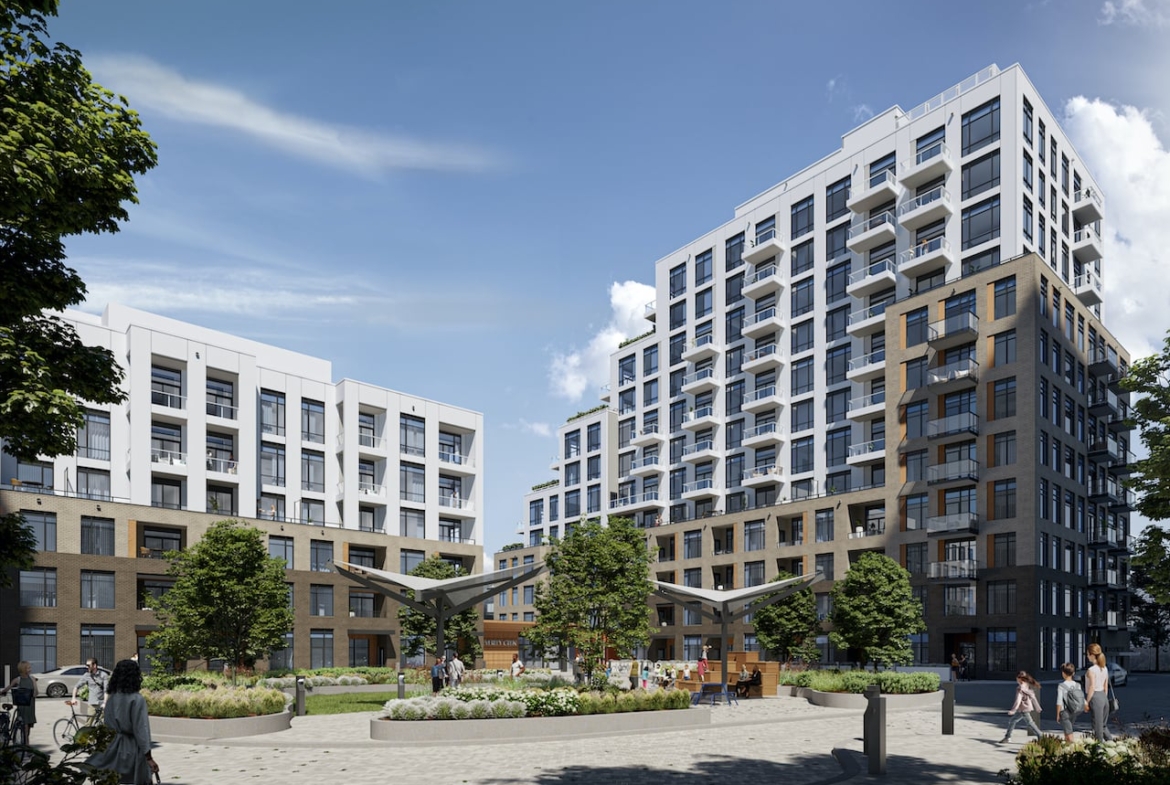 Rendering of Boulevard at the Thornhill exterior with courtyard