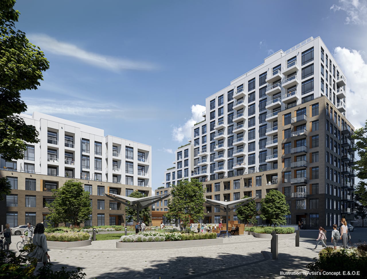 Rendering of Boulevard at the Thornhill exterior with courtyard