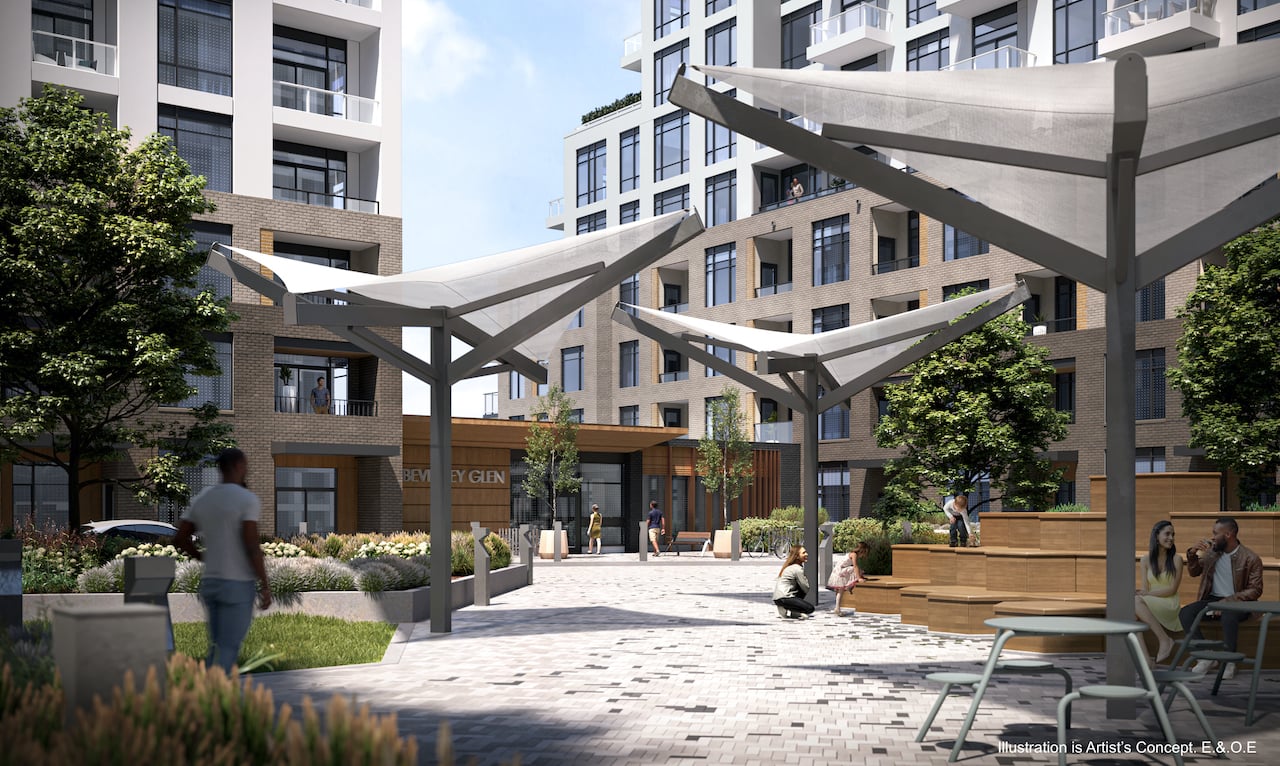 Rendering of Boulevard at the Thornhill community courtyard