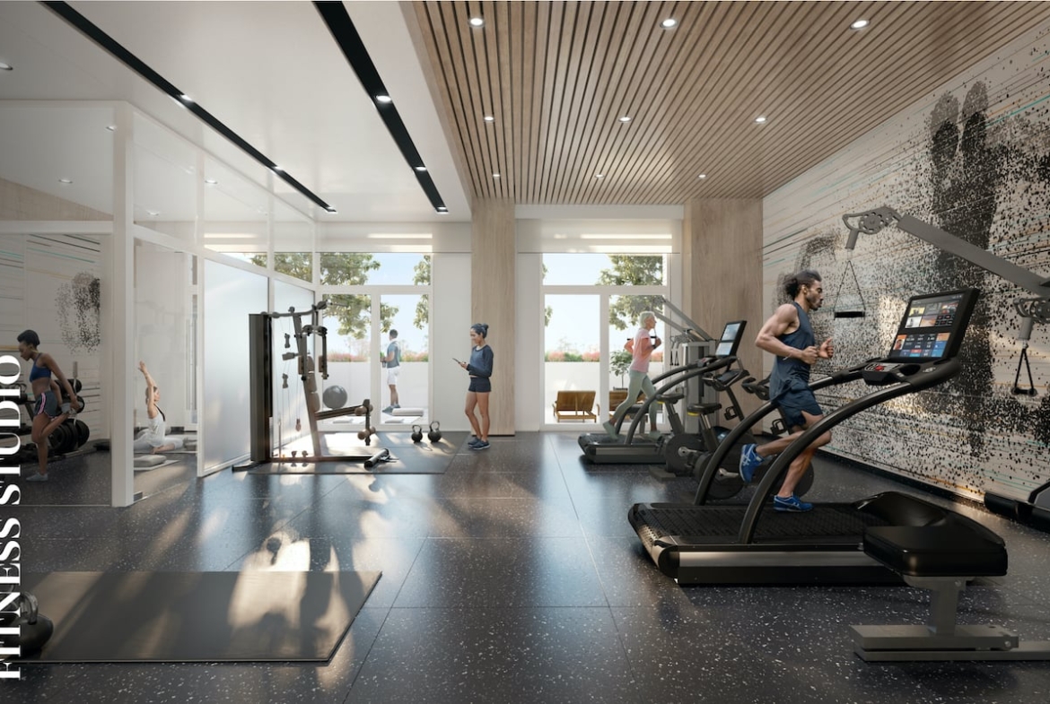Rendering of Danny Danforth interior fitness studio