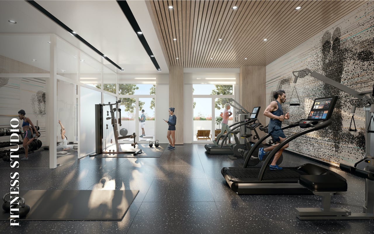 Rendering of Danny Danforth interior fitness studio