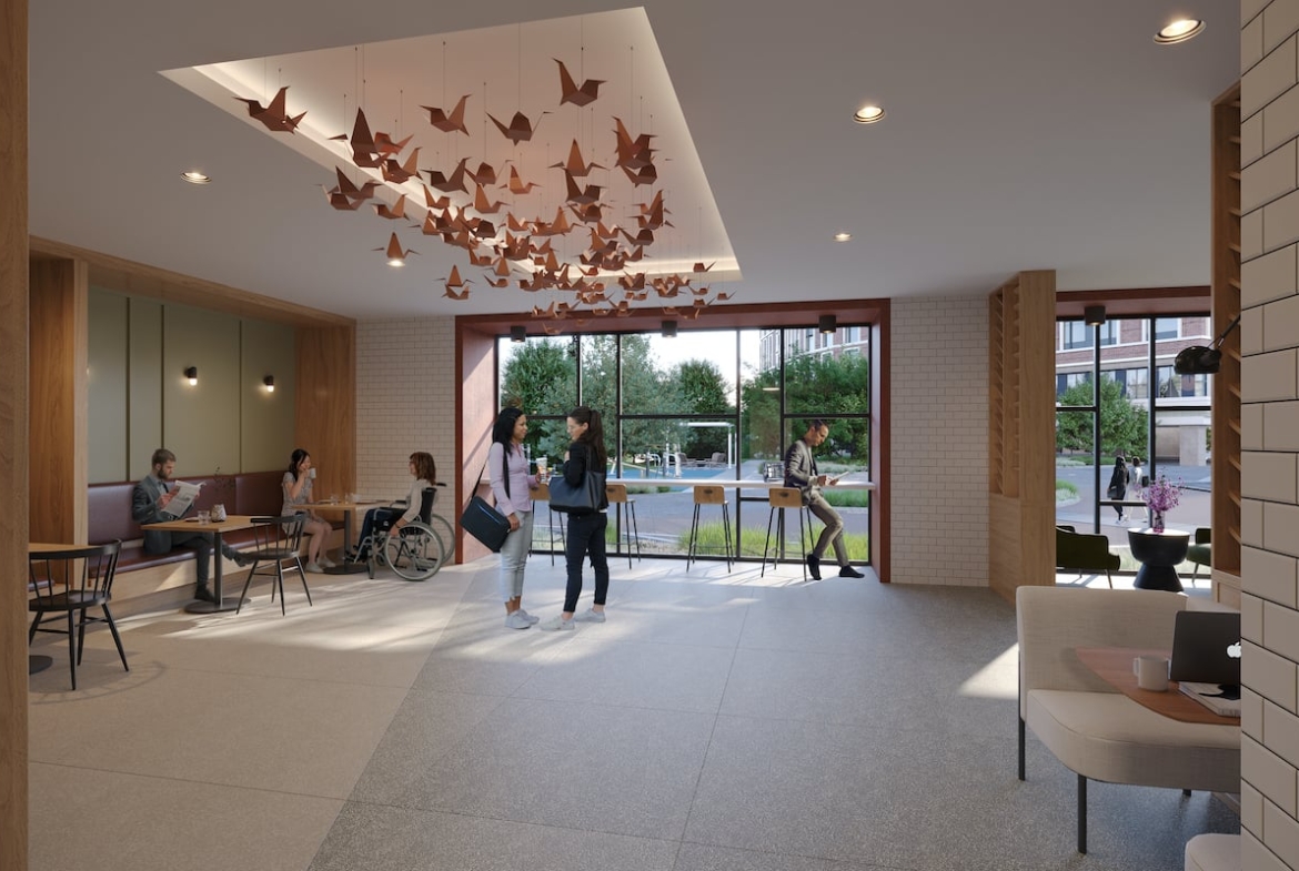Rendering of Kindred Condos co-working zone