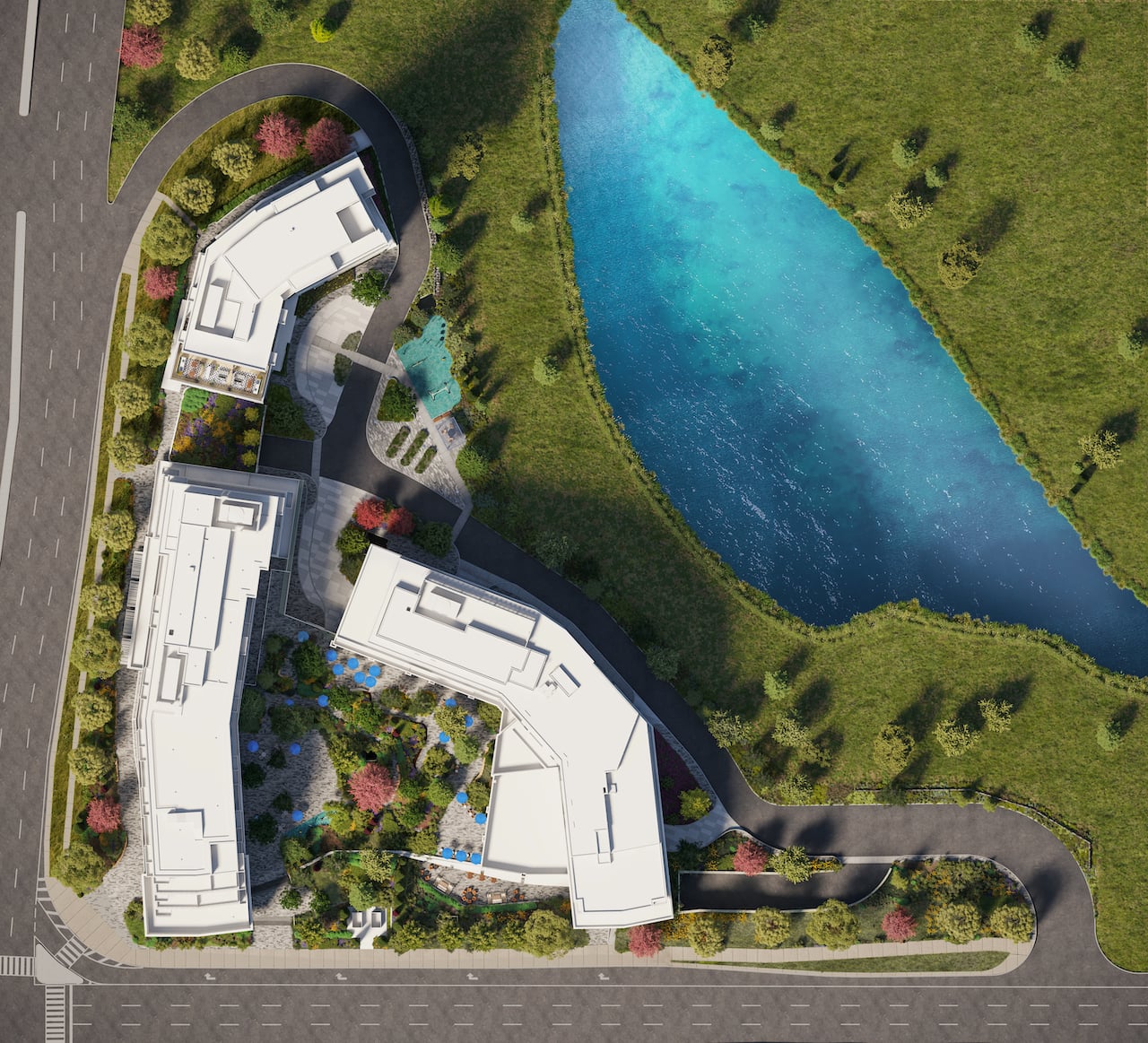 Rendering of Kindred Condos aerial site plan