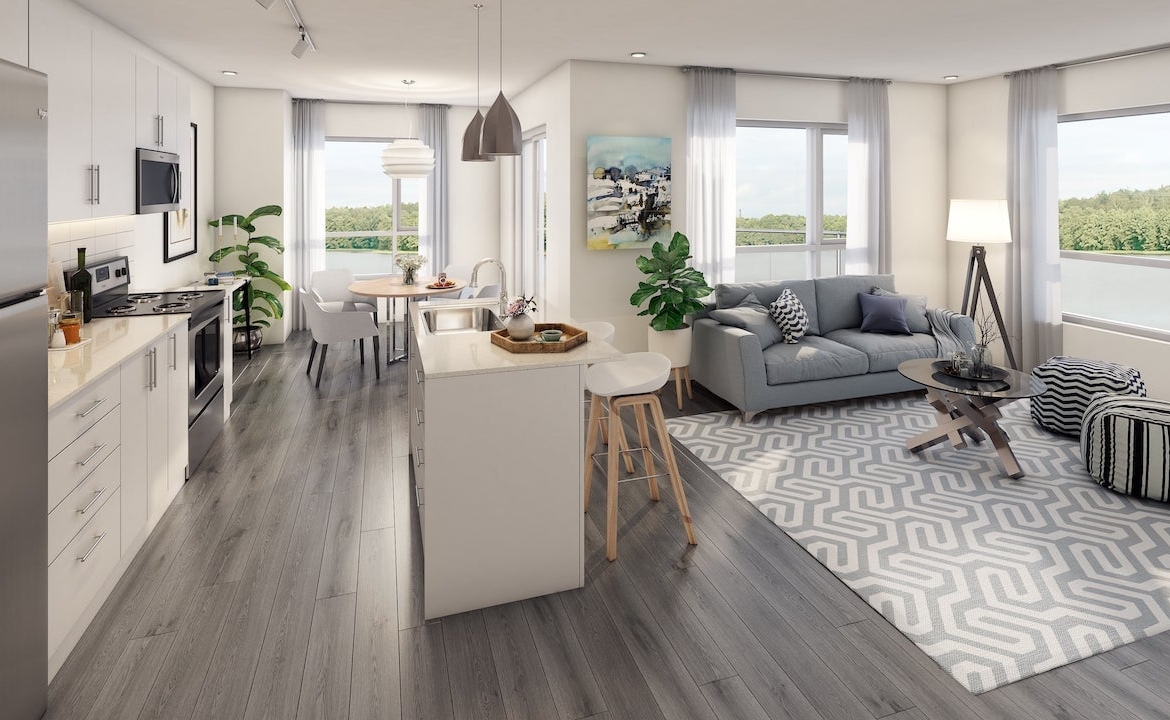 Rendering of LakeVu Two suite interior 2-bedorom