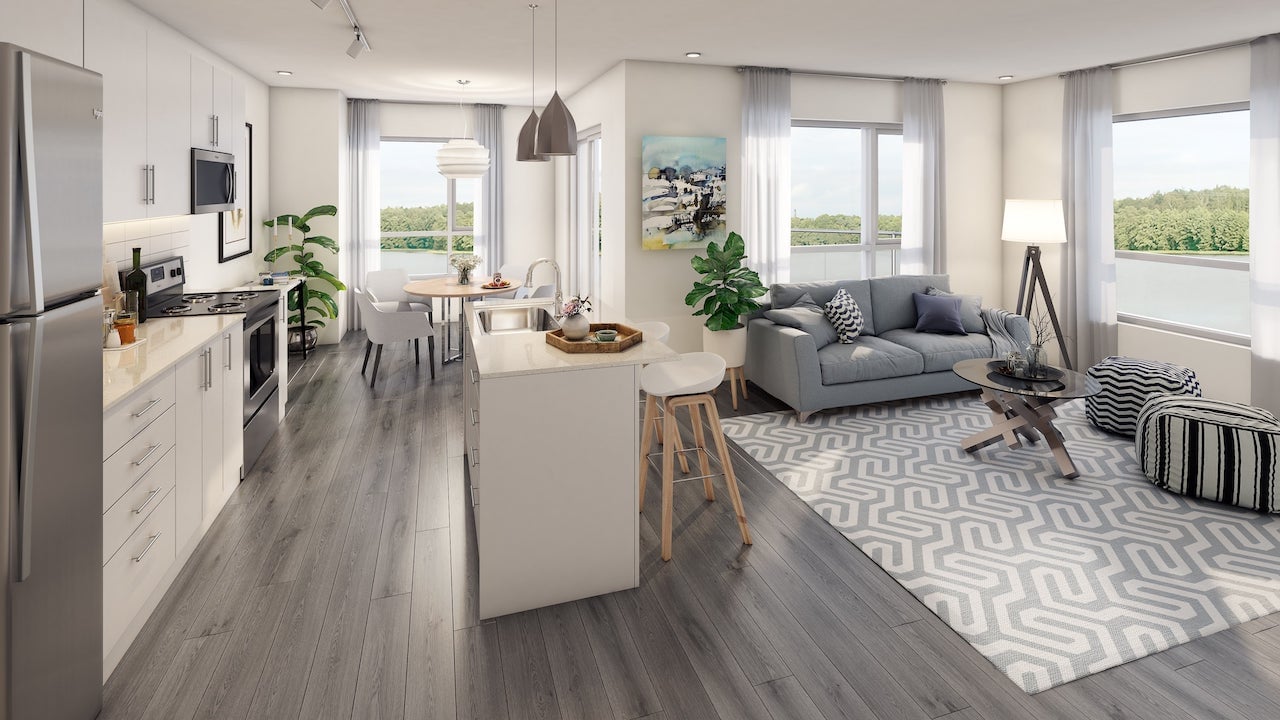 Rendering of LakeVu Two suite interior 2-bedorom