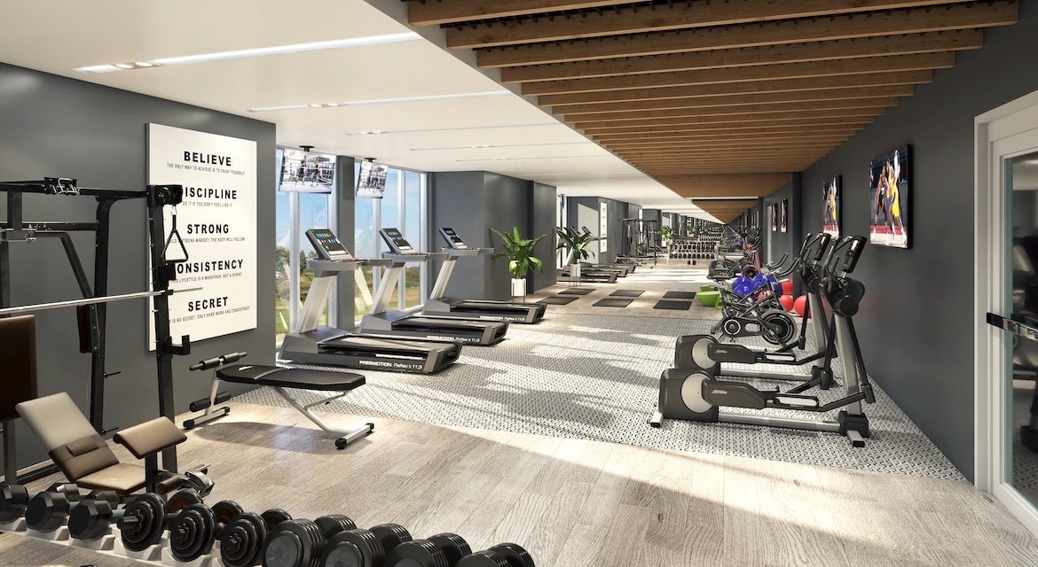Rendering of LakeVu Two fitness room