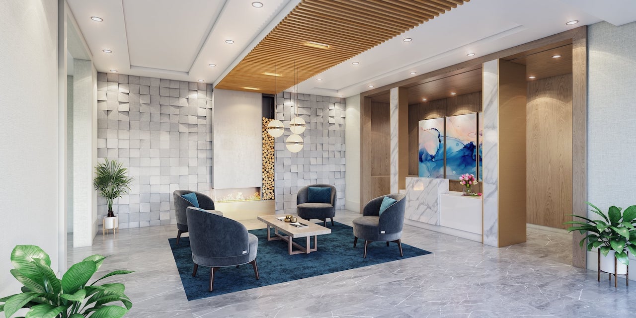 Rendering of LakeVu Two lobby