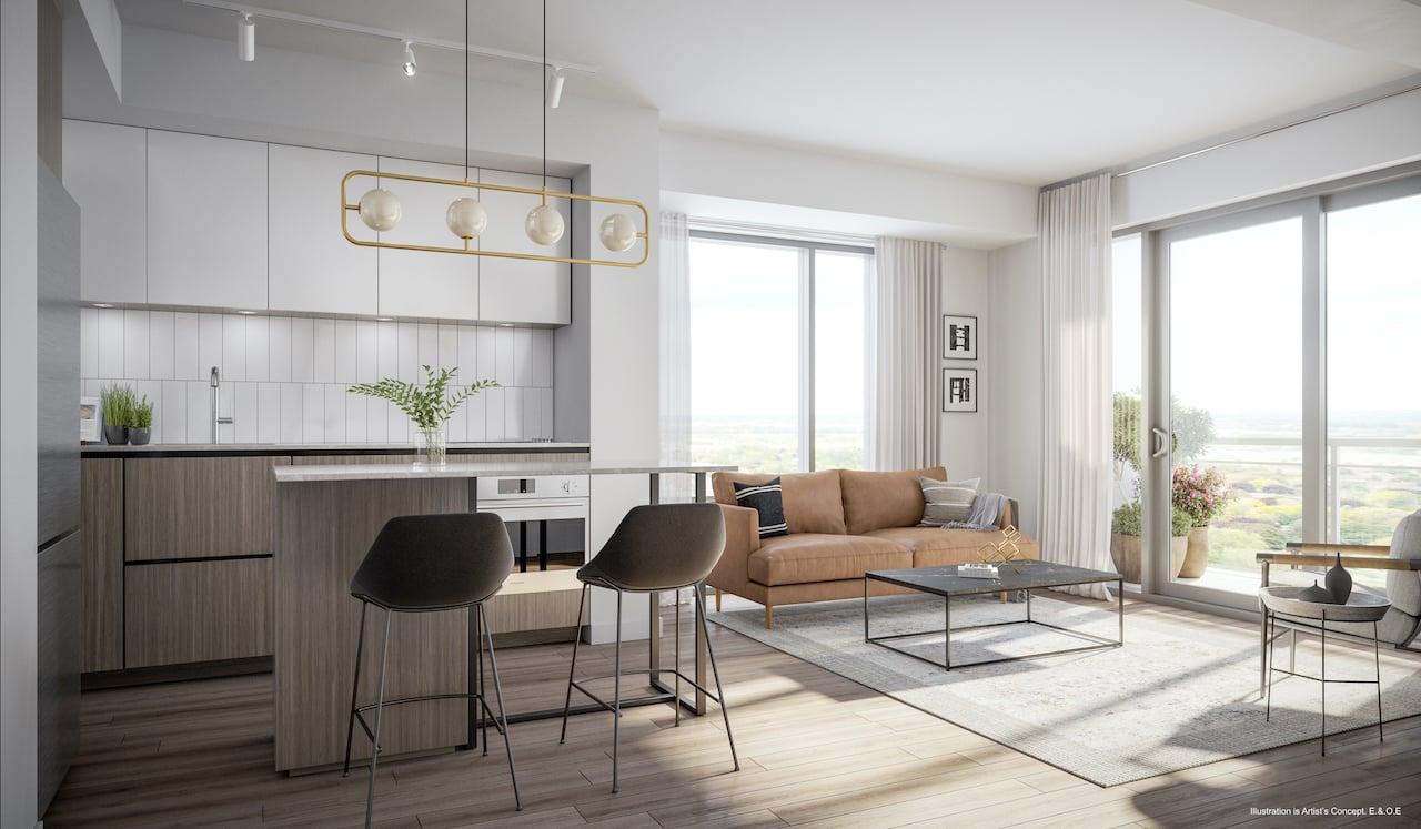 Rendering of Boulevard at the Thornhill interior open-concept kitchen
