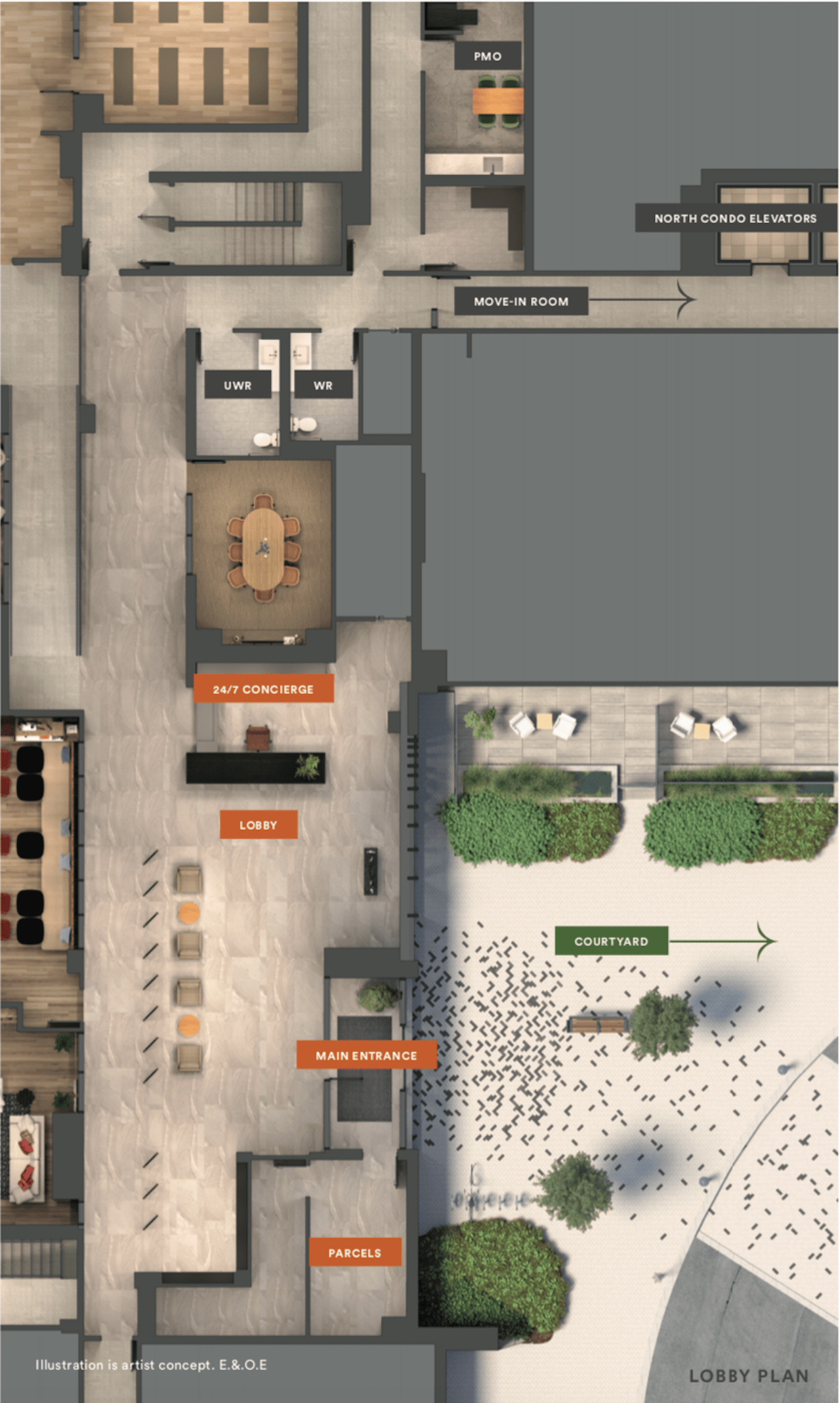 Rendering of Boulevard at the Thornhill lobby plan