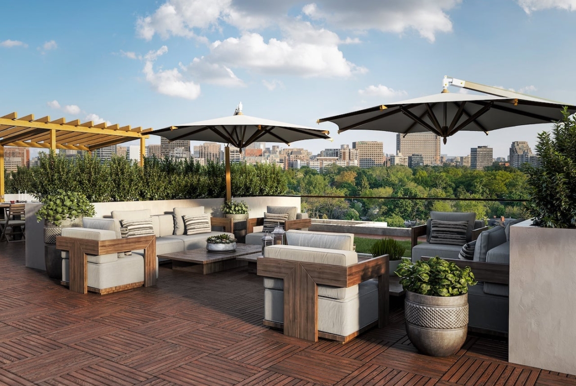 Rendering of Nahid on Broadview rooftop terrace
