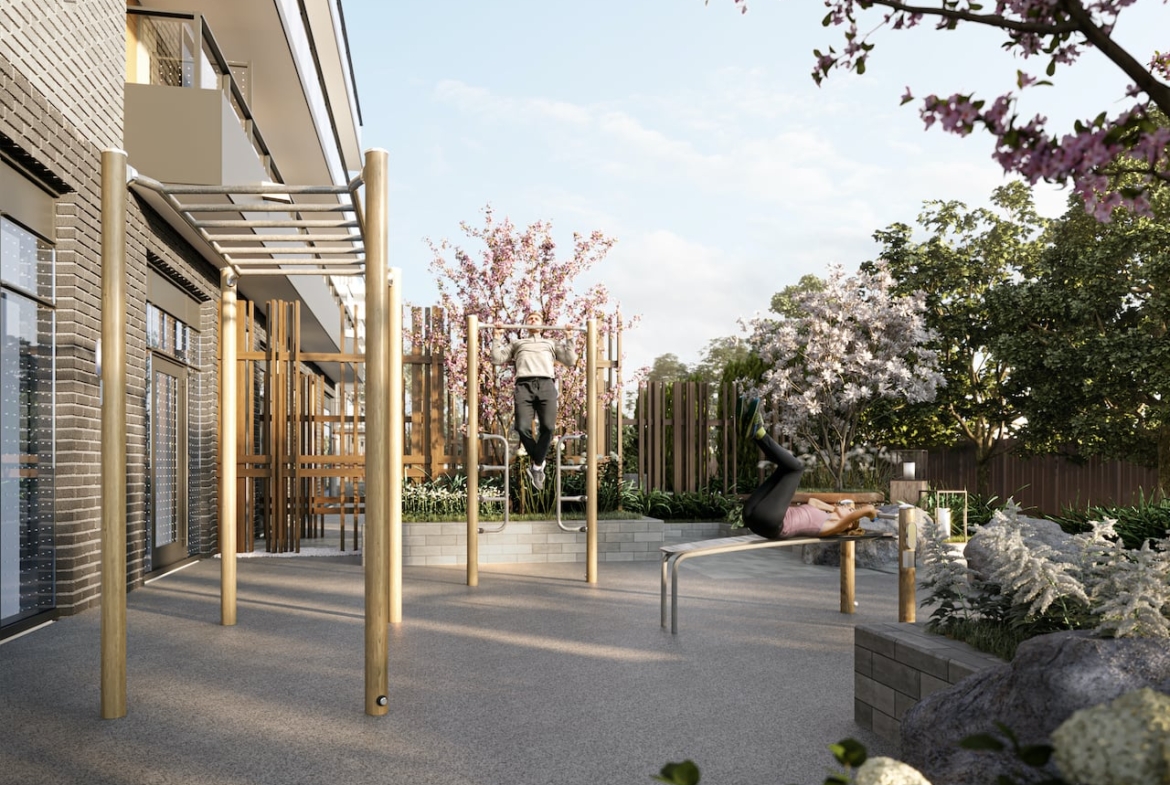Rendering of Boulevard at the Thornhill outdoor fitness centre