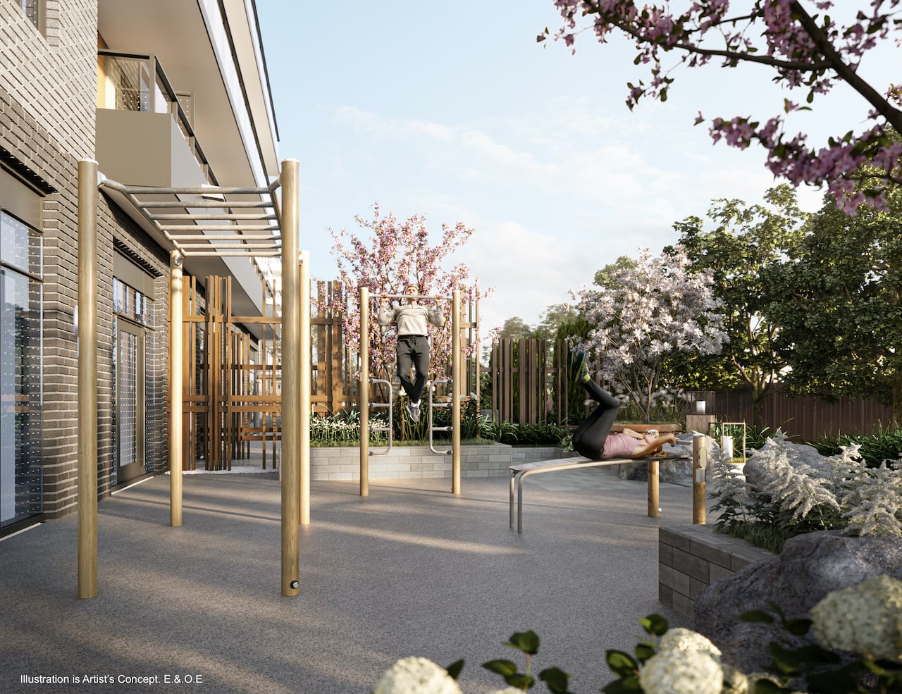 Rendering of Boulevard at the Thornhill outdoor fitness centre