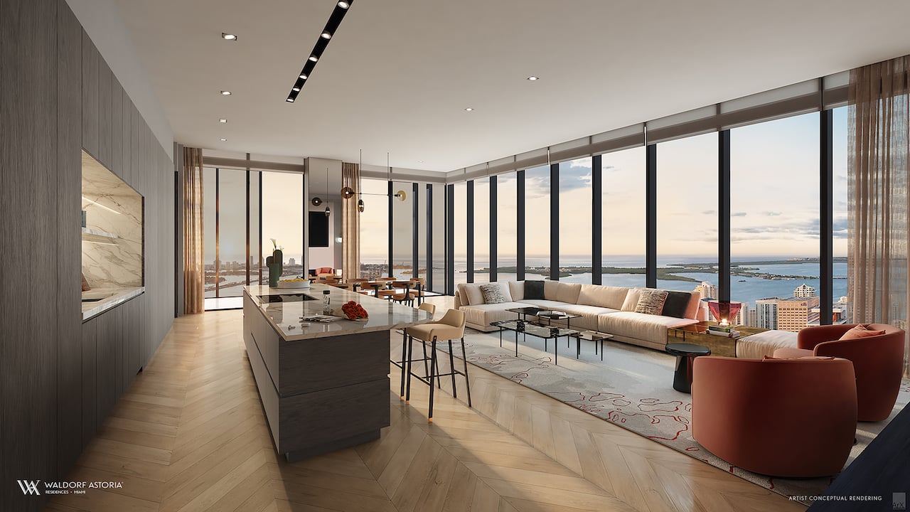 Rendering of Waldorf Astoria great room