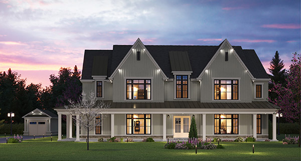 Exterior rendering of Eagles’ Rest Estates at night